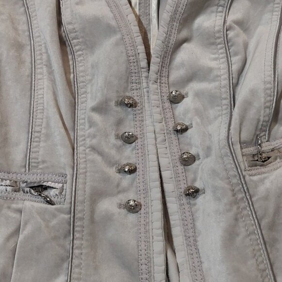 White House Black Market 4 grey silver velvet jacket - Picture 3 of 6